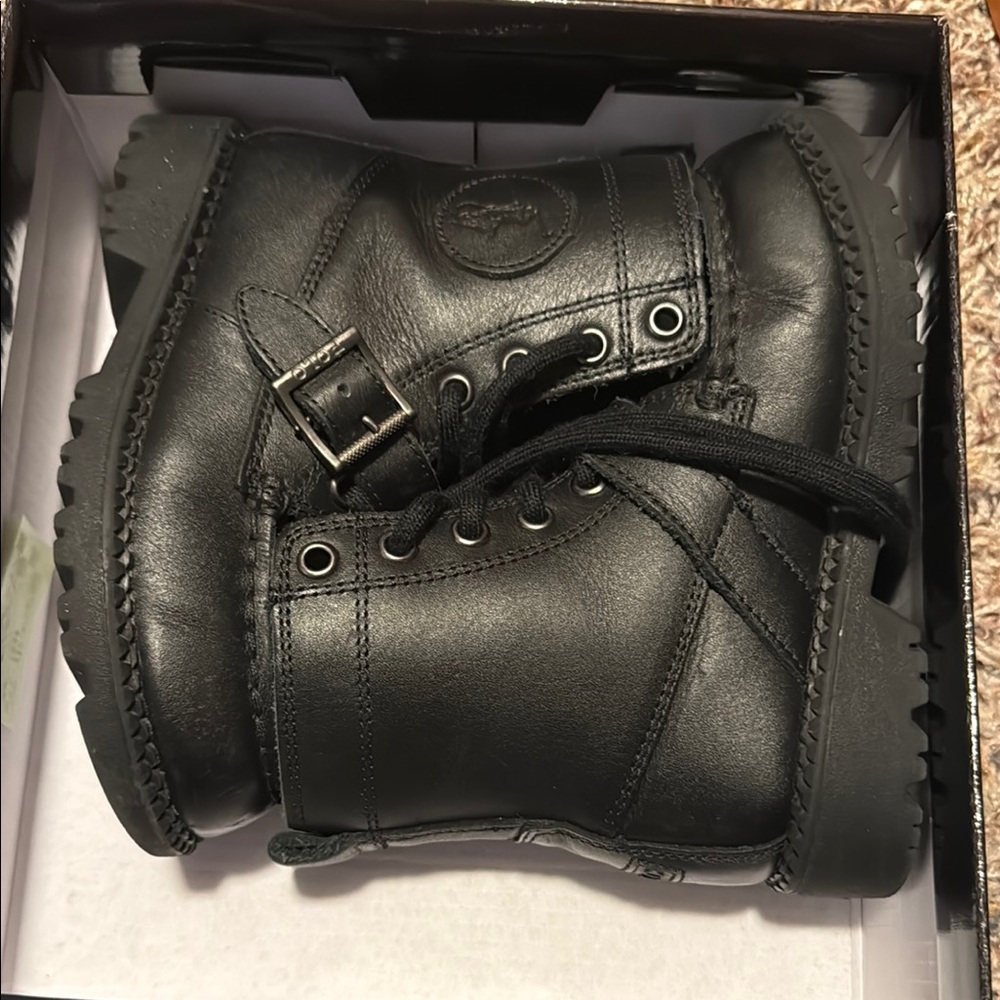 Polo by Ralph Lauren Black Leather Combat Boots